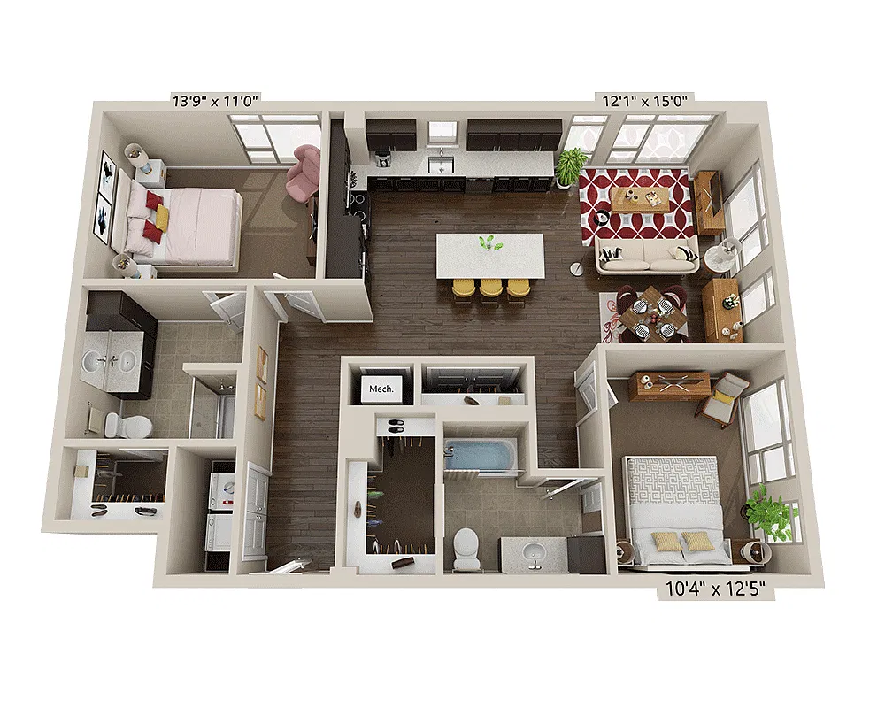Floor plan Two Bedroom B2Q