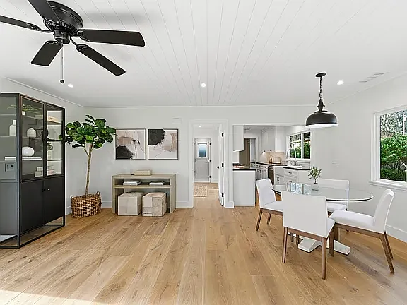 Open concept Living, European Wide Plank wood floors throughout