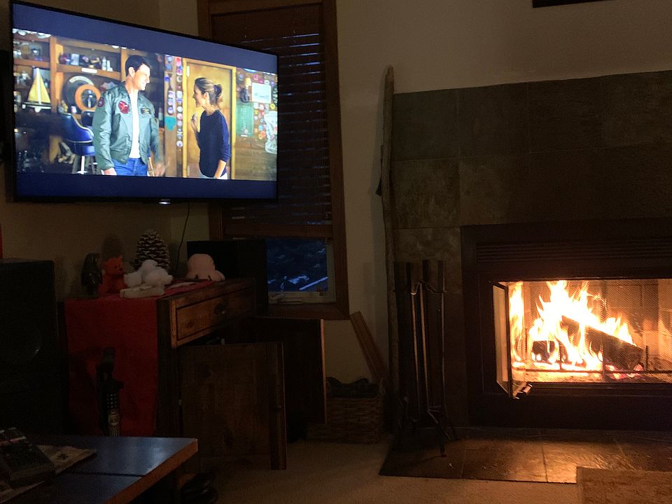 Real wood burning fireplace!