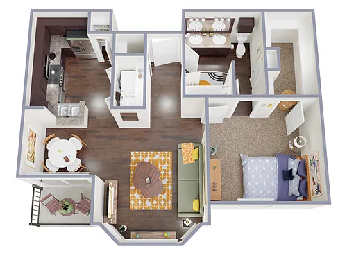 Floor plan 1 Bed, 1 Bath C (60% Income Restricted)