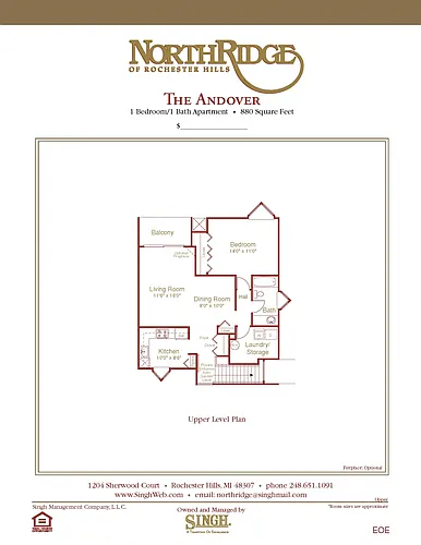 Floor plan Andover Upper