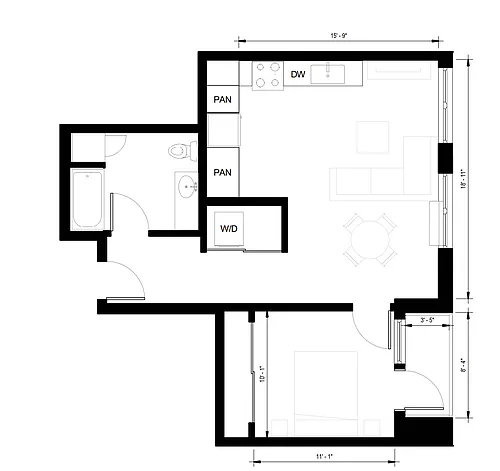 Floor plan One Bedroom A2