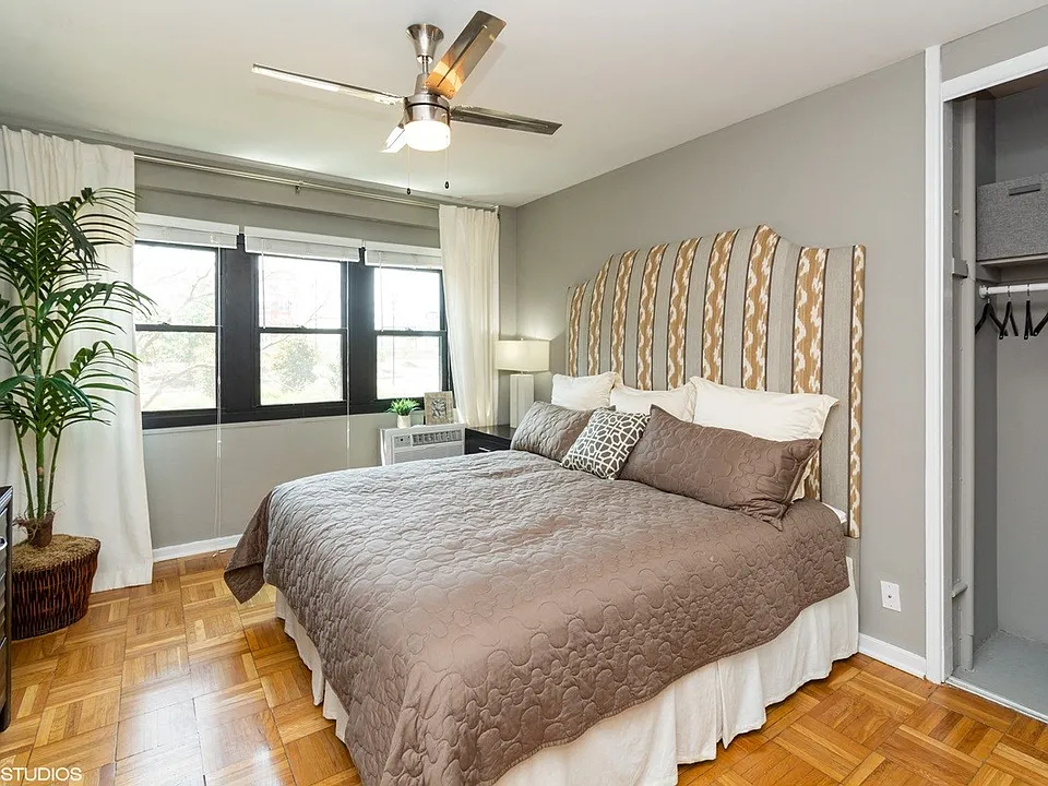 One bedroom model bedroom with natural lighting
