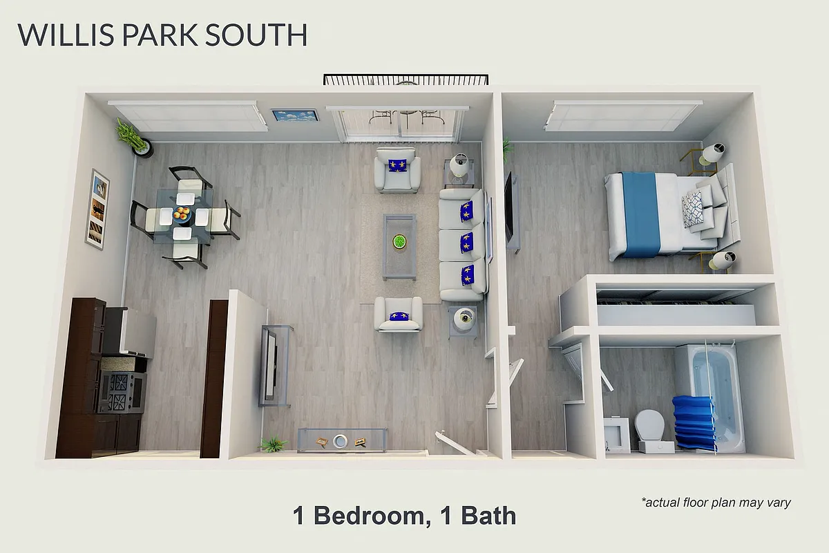 Floor plan One Bedroom, One Bath