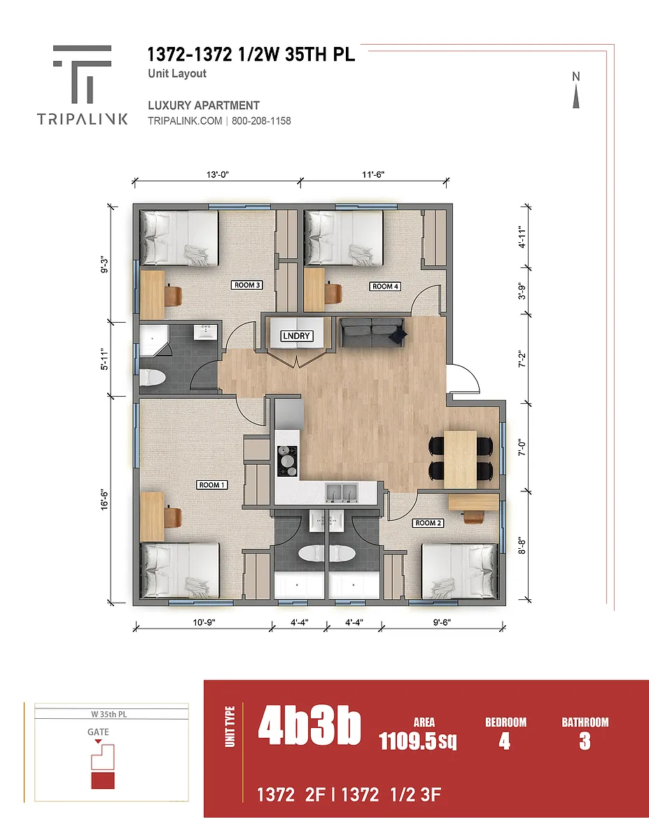 Floor plan 1372 1/2 W 35th Pl