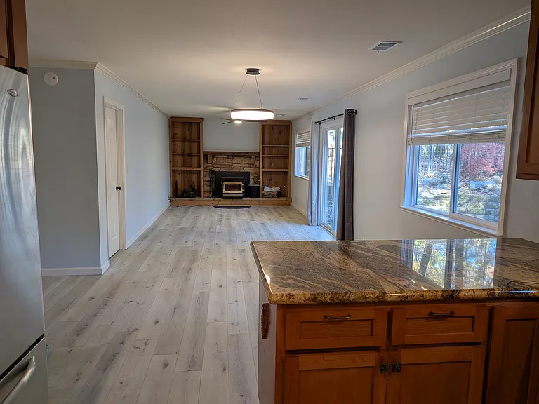 Kitchen counter overlooking the dining area