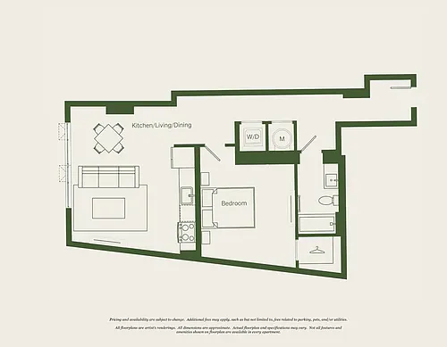 Floor plan 1 Bed- 1 Bath | A08A - Reva