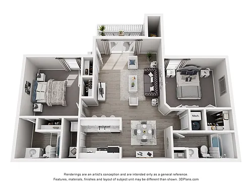 Floor plan 2 Bed 2 Bath