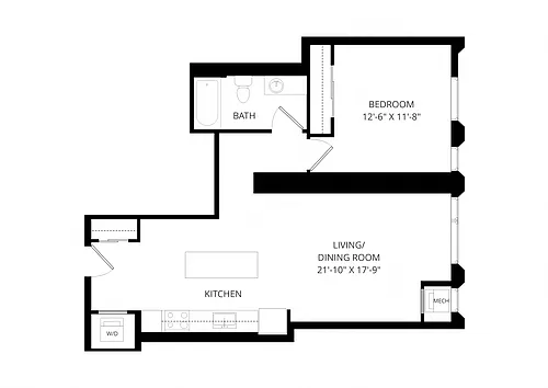 Floor plan One Bedroom - a02