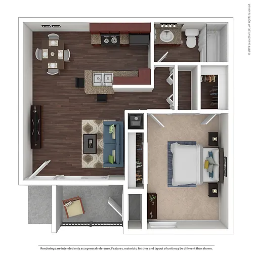 Floor plan 1x1 Large - Bay Upgrade