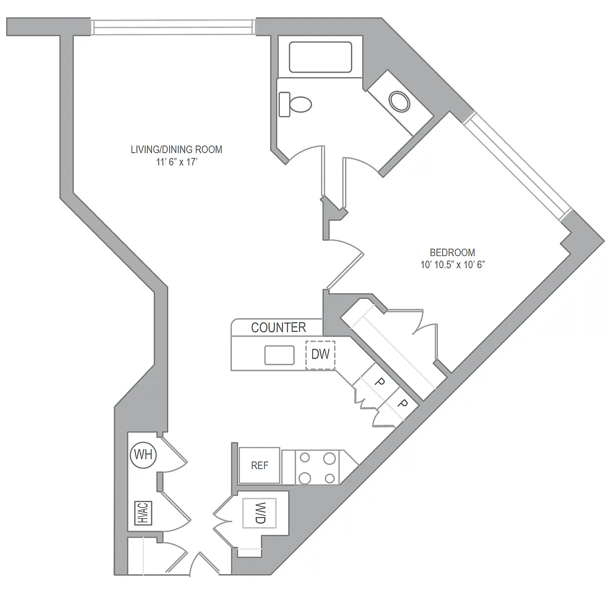 Floor plan 1BR/1BA