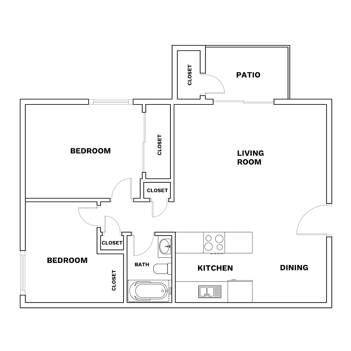 Floor plan 2x1 816 sqft - Renovated