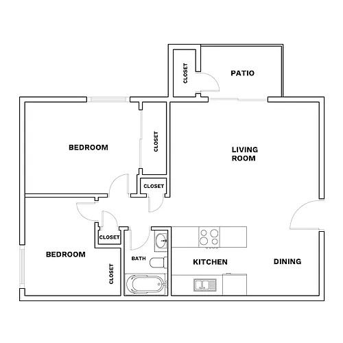 Floor plan 2x1 816 sqft - Classic