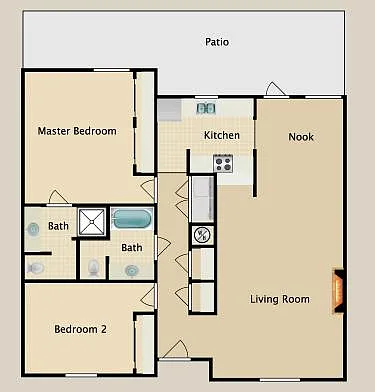 Floor plan 2x2 Oak