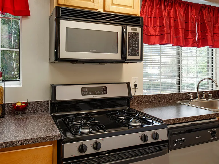 Spacious kitchens provide ample counter and cabinet space