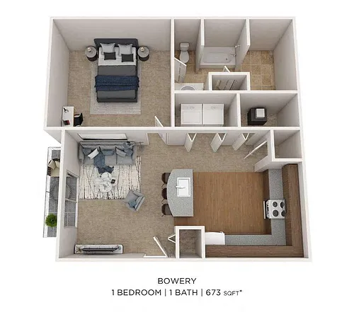 Floor plan One Bedroom -673 sqft