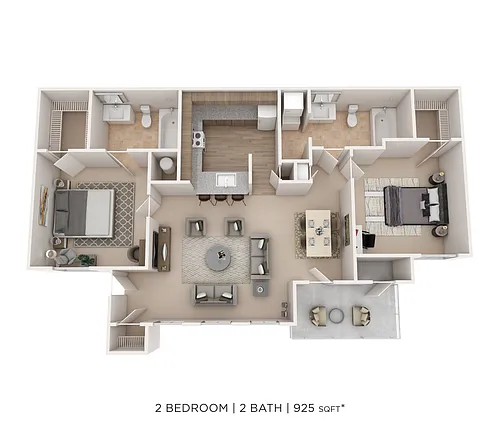 Floor plan Two Bedroom 2 Bath