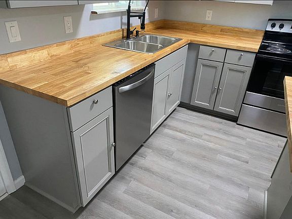 Kitchen with painted cabinets