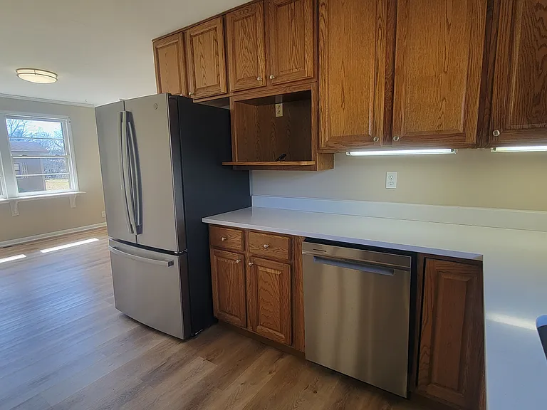 almost new large stainless-steel refrigerator with water inside door.
icemaker.