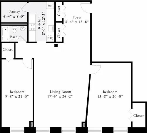 Floor plan The Lofts 2 Bedrooms NN