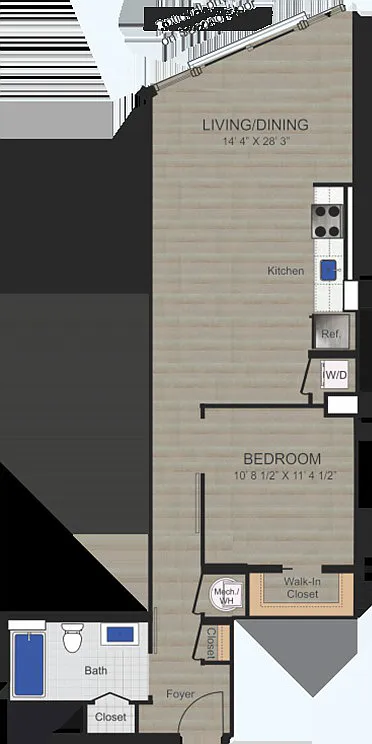 Floor plan 1Bd-1Ba-Tier 06 + 604