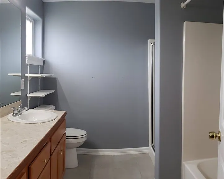 Master bath with standing shower and tub
