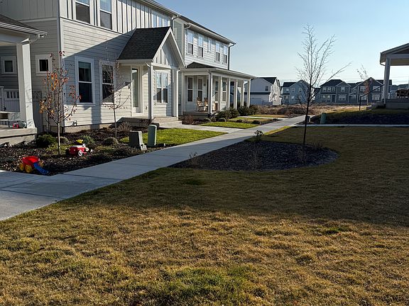 Green space in front of house