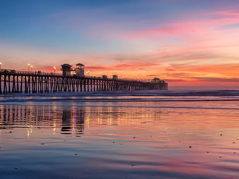 Evening strolls at the Oceanside Pier are just a 16-minute drive away.