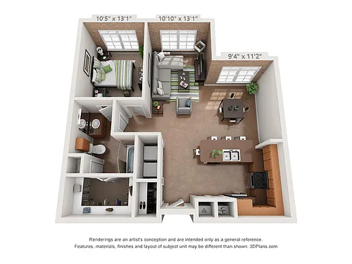 Floor plan 1 Bedroom C