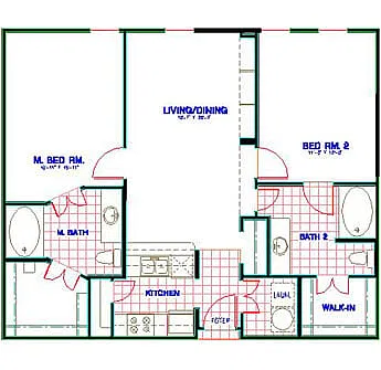 Floor plan Traditional 2x2 849-1584 SF