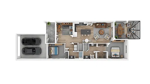 Floor plan 2 Bed/2 Bath Den-Crystal Sand