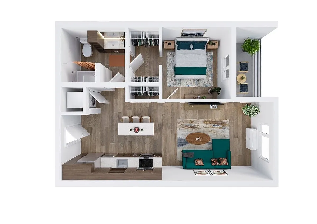 Floor plan 1X1 B
