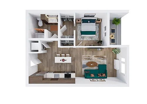 Floor plan 1X1 B
