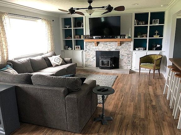 livingroom with pellet stove