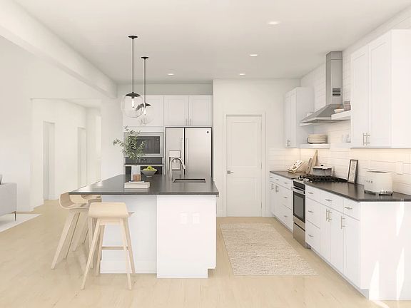 Kitchen with pendant lights