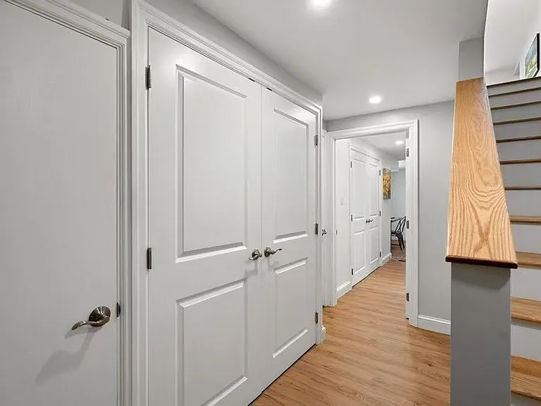 Full-finished basement with new washer and dryer, water heater and furnace in the closet. A bathroom with standing shower.