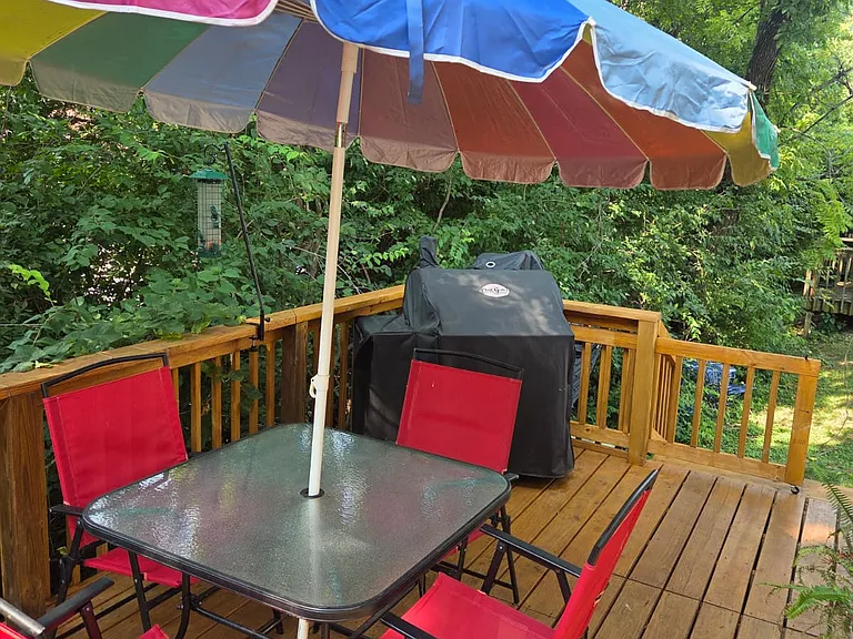 Private outdoor deck
Relaxing outdoor seating area