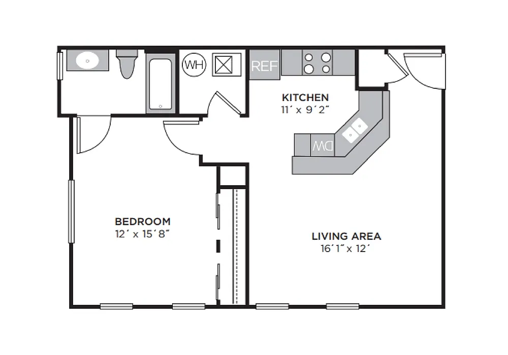 Floor plan A1 Regency - 1 Bedroom, 1 Bathroom