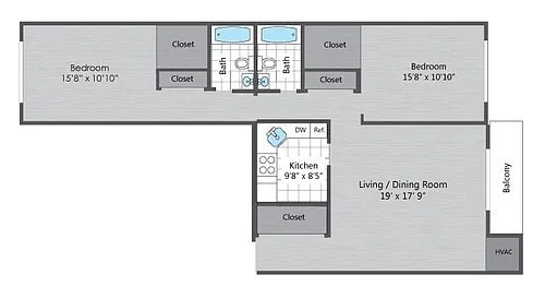 Floor plan 2BR/2BA
