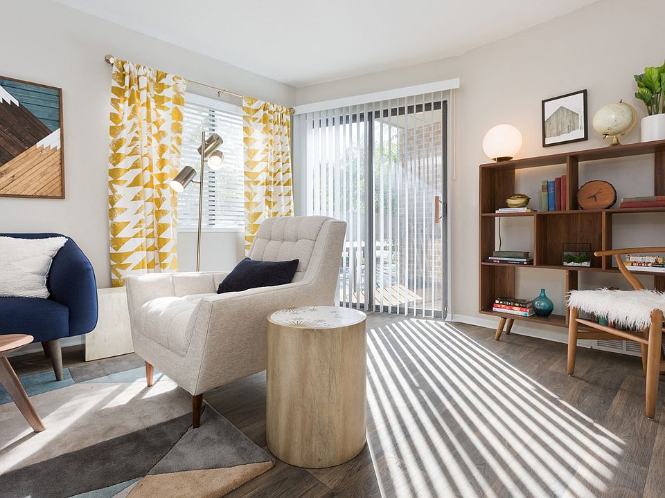 Clover Creek Apartments Model Living Room and Patio Door