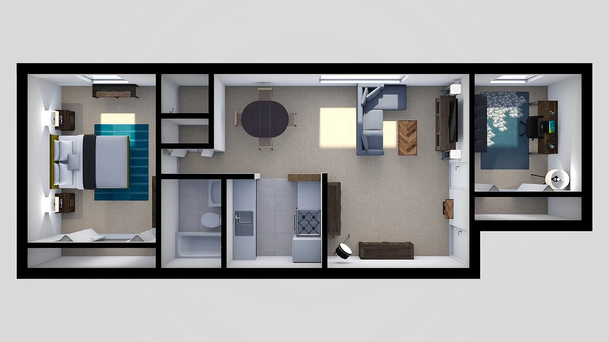 Floor plan 1 Bedroom and Den
