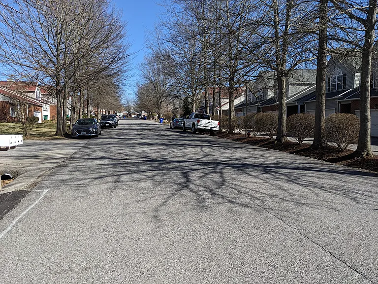 East view of the street in front of the home.
