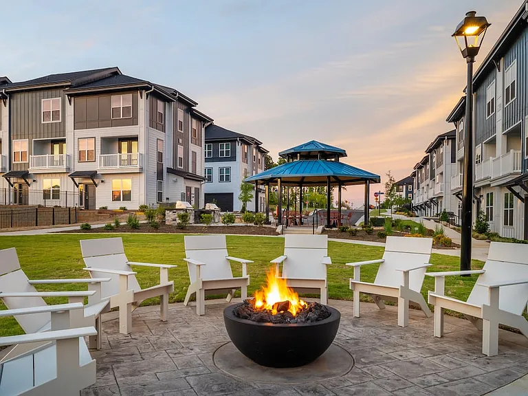Courtyard with firepit and seating