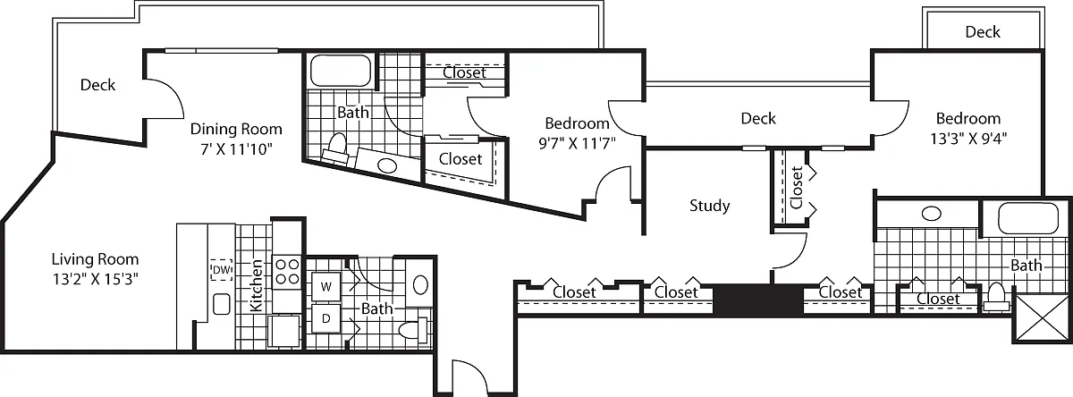 Floor plan 2 Bed NE Penthouse Water
