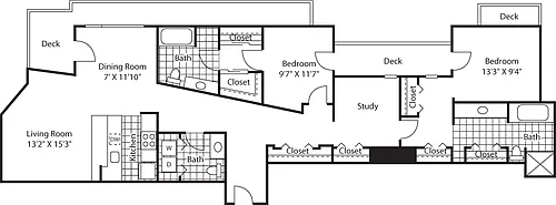 Floor plan 2 Bed NE Penthouse Water