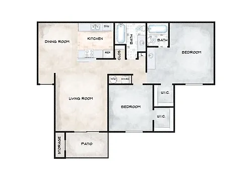 Floor plan 2 Bedroom 2 Bathroom