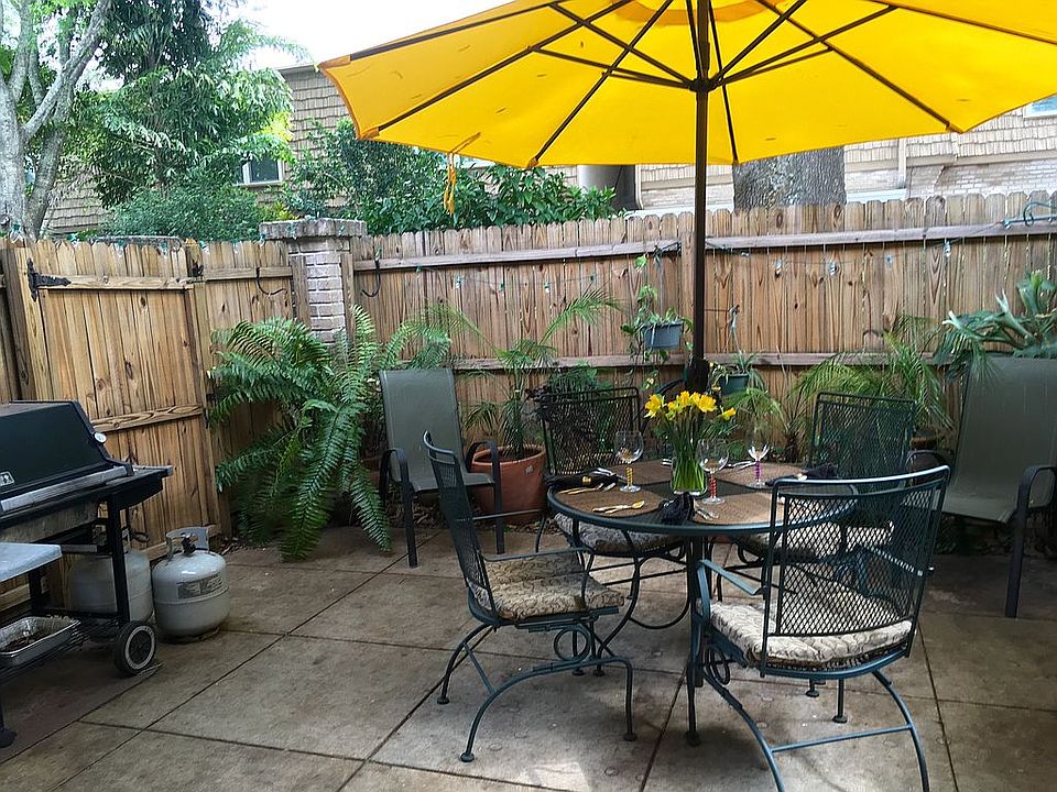 lushly landscaped patio