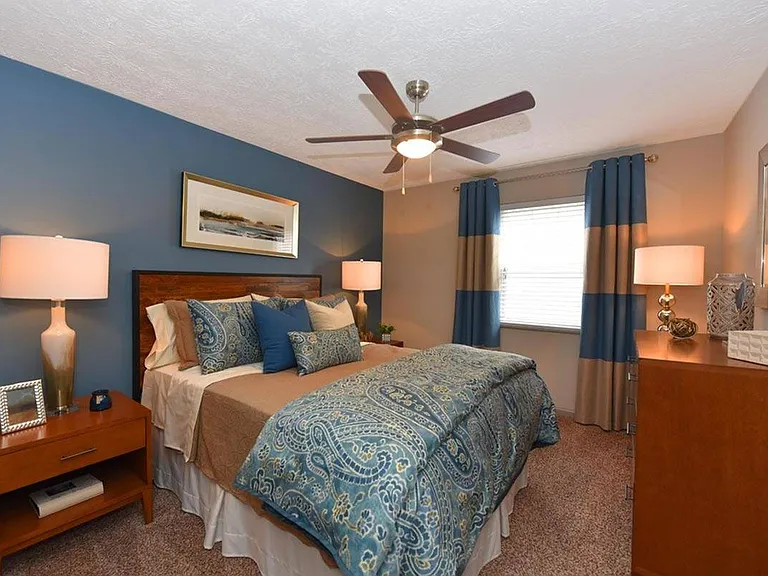 Cozy bedroom with carpet