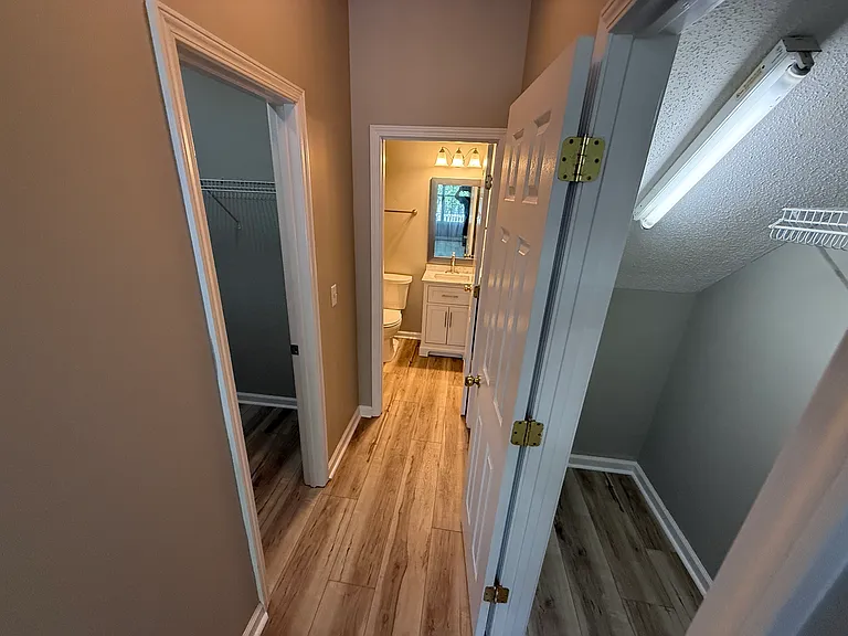 master bedroom closets and bath