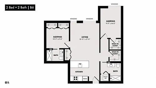 Floor plan 2 Bed/2 Bath-B6